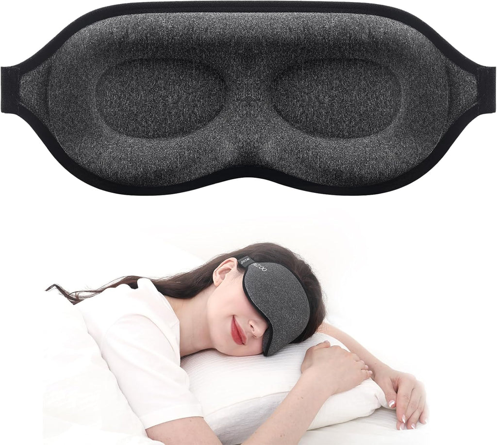 Luxury Sleep Eye Mask for Side Sleeper Men Women, Zero Eye Pressure 3D Sleeping Mask, Light Blocking Patented Design Night Blindfold, Soft Eye Shade Cover for Travel, Black