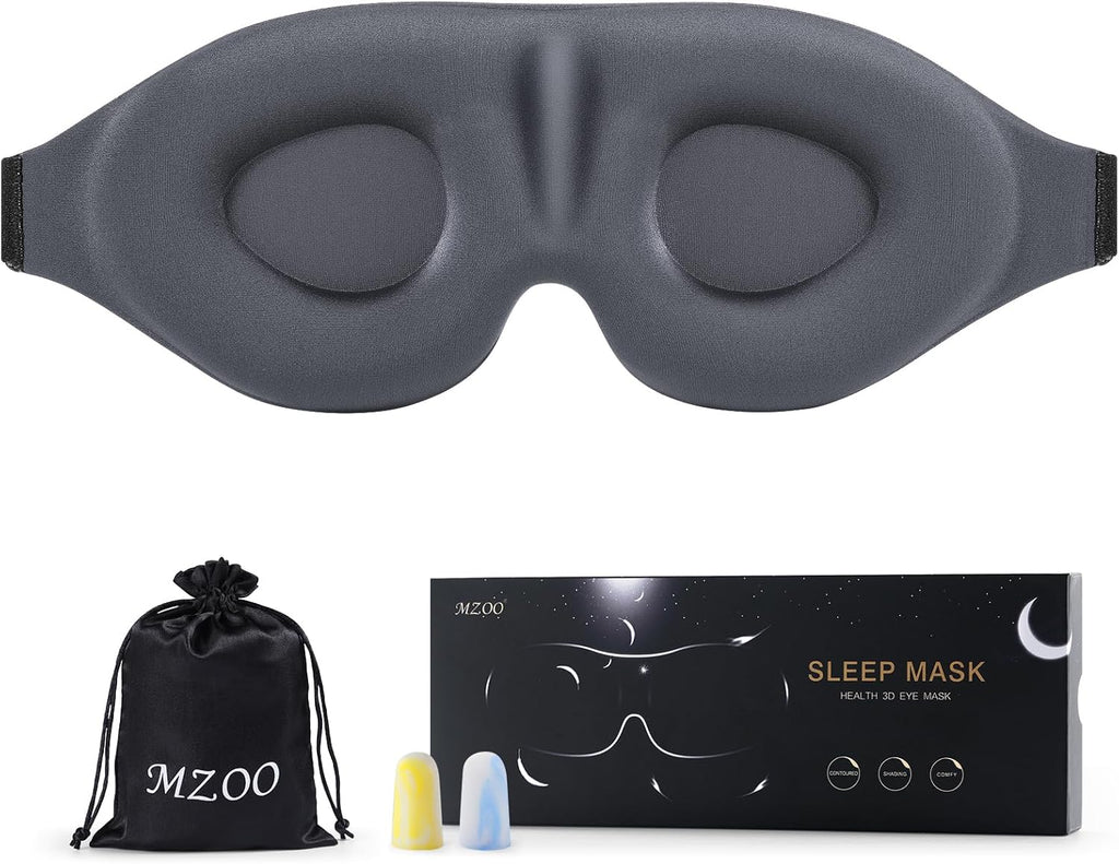 Luxury Sleep Eye Mask for Side Sleeper Men Women, Zero Eye Pressure 3D Sleeping Mask, Light Blocking Patented Design Night Blindfold, Soft Eye Shade Cover for Travel, Black