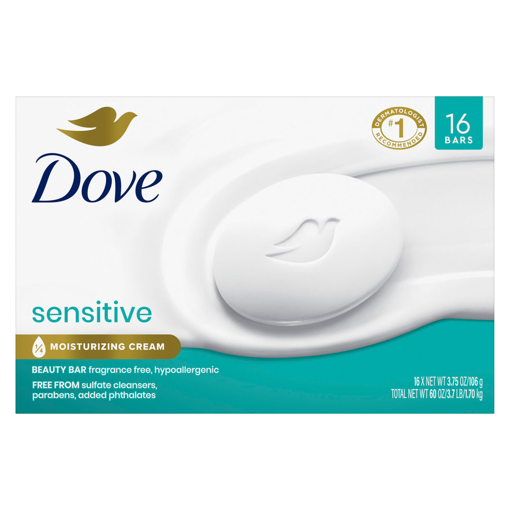 Moisturizing Beauty Bar Soap Sensitive Skin, 3.75 Oz, 16 Bars