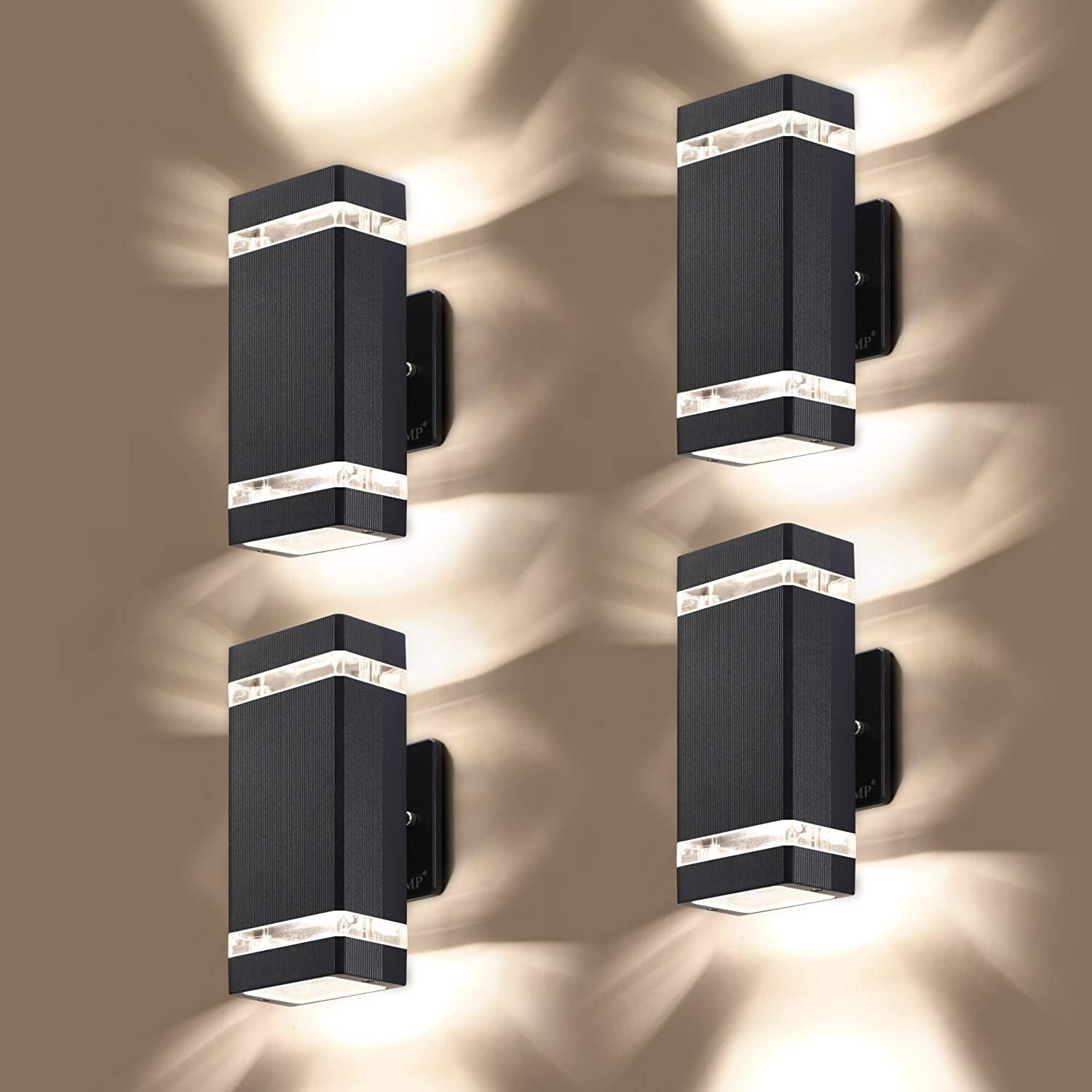 2 Pack LED Square up and down Lights Outdoor Wall Light，Body in Aluminum Waterproof Outdoor Wall Lamps，3000K 5W with Certificate ETL