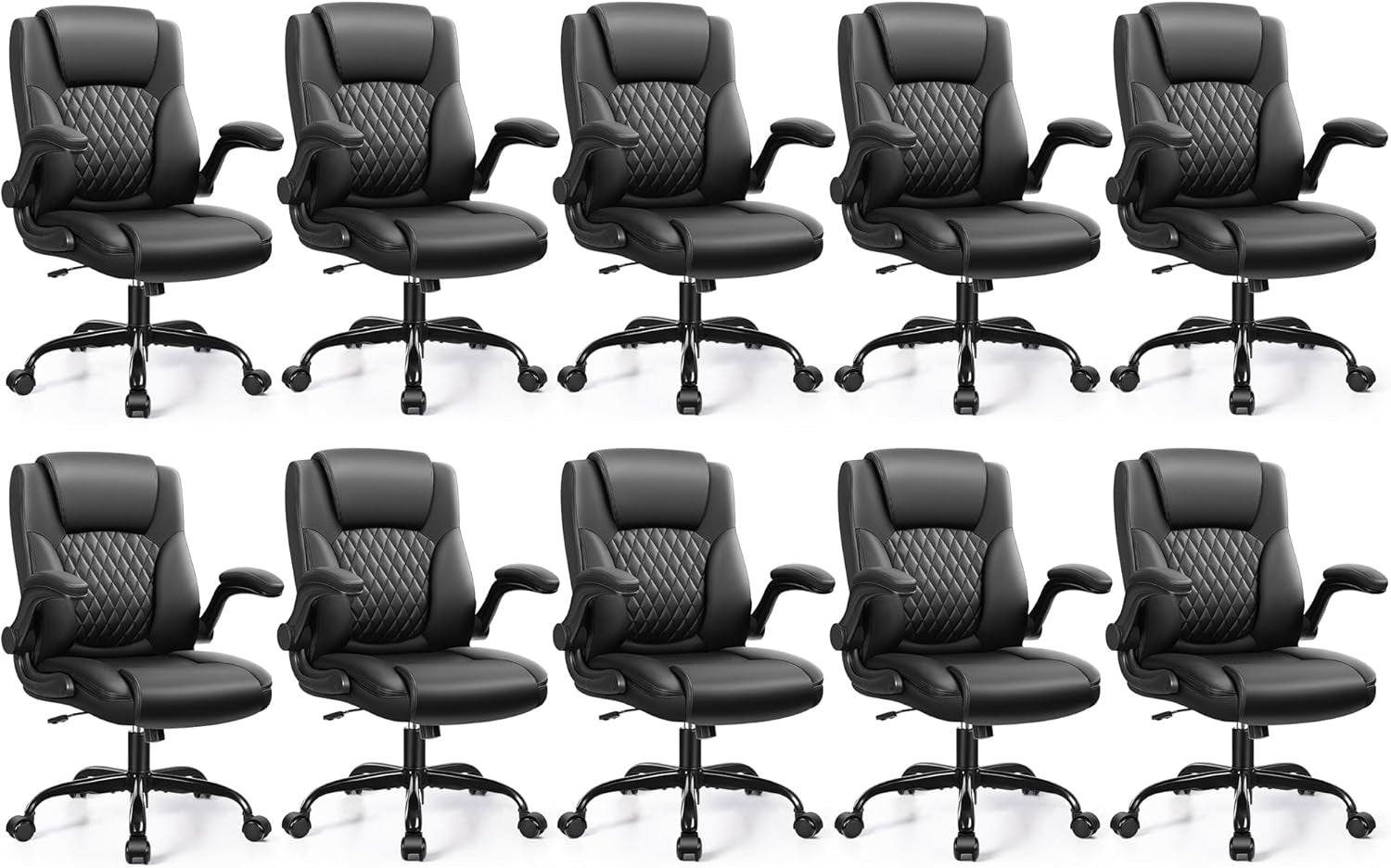 Leather Office Chair, PU Home Computer Desk Chairs with Ergonomic Back Support, 360°Swivel Free, Small Gaming Chair with Wheels and Adjustable Armrests, for Short People Use