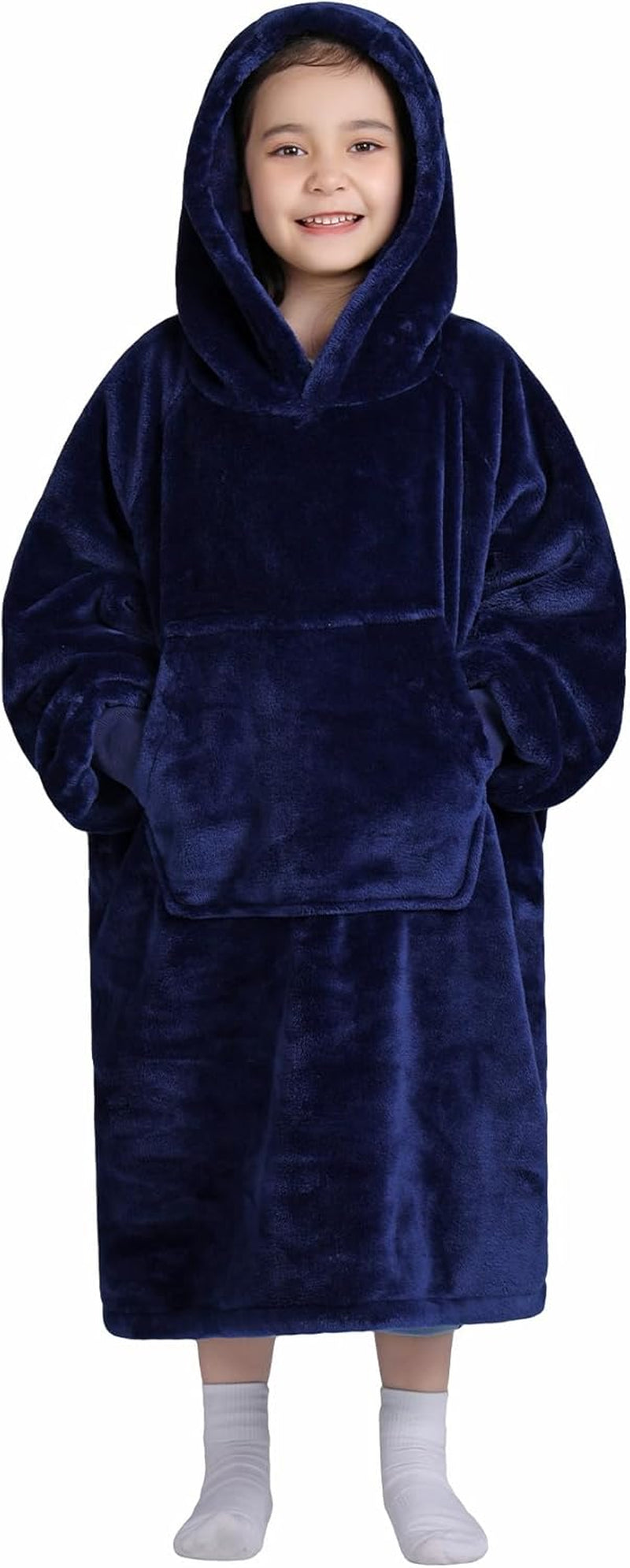 Wearable Blanket Sweatshirt Gifts for Women and Men, Warm and Cozy Giant Blanket Hoodie, Thick Flannel Blanket with Sleeves and Giant Pocket - Dark Gray