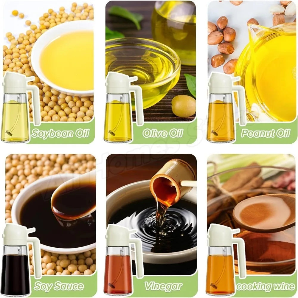 16Oz Oil Dispenser Bottle for Kitchen, 2 in 1 Olive Oil Dispenser and Oil Sprayer, 500Ml Olive Oil Spray Bottle Forjar Cooking