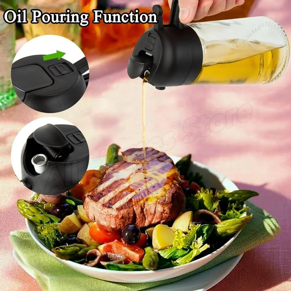 16Oz Oil Dispenser Bottle for Kitchen, 2 in 1 Olive Oil Dispenser and Oil Sprayer, 500Ml Olive Oil Spray Bottle Forjar Cooking