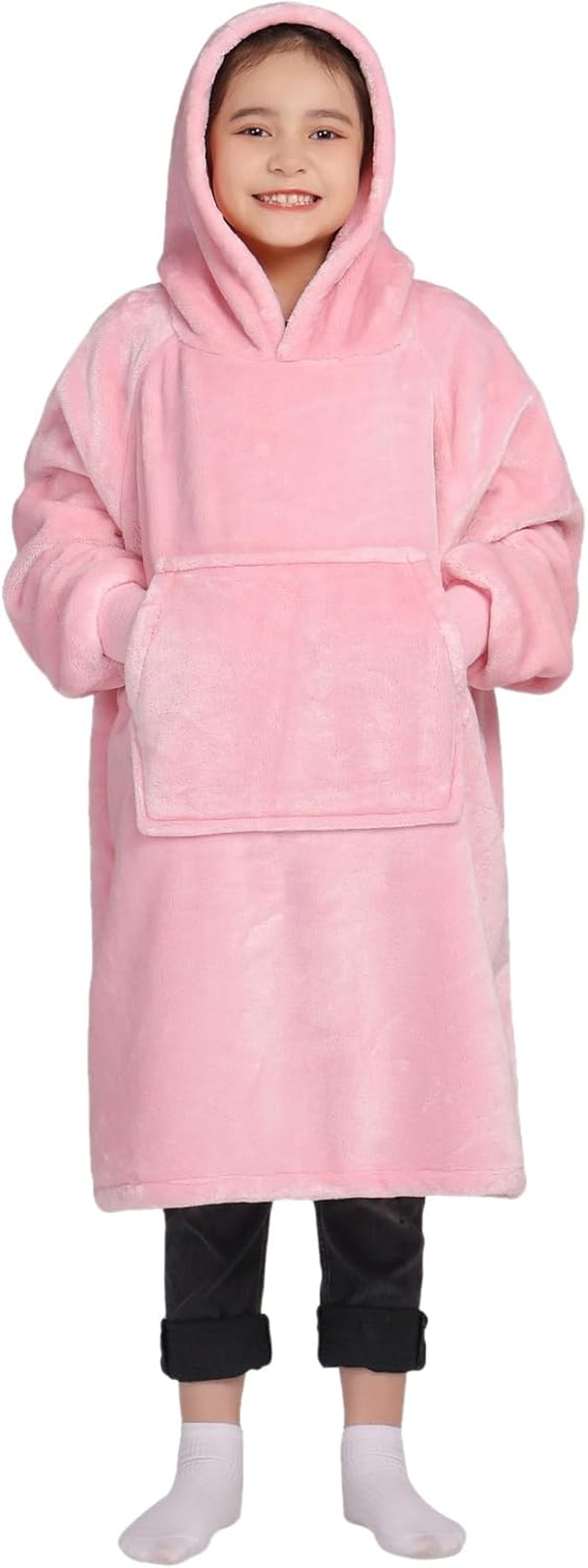Wearable Blanket Sweatshirt Gifts for Women and Men, Warm and Cozy Giant Blanket Hoodie, Thick Flannel Blanket with Sleeves and Giant Pocket - Dark Gray