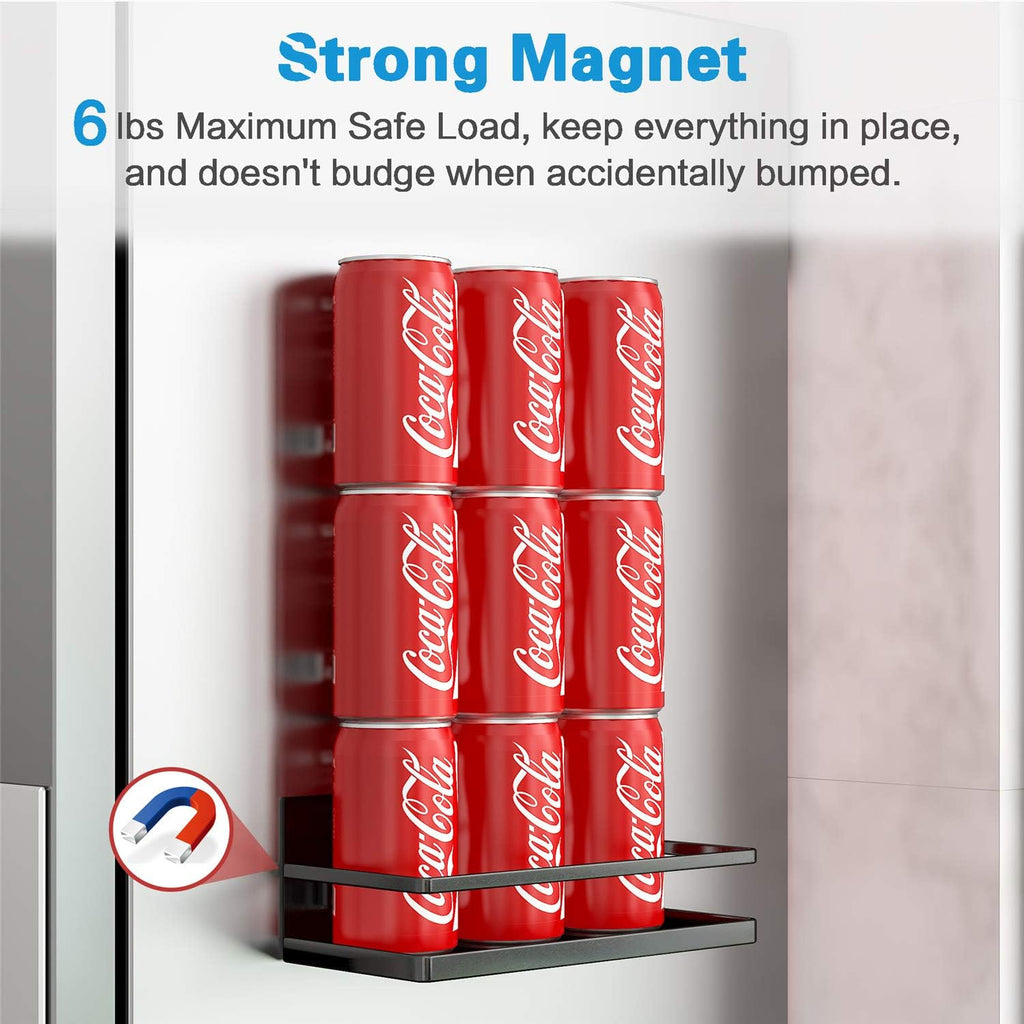 Magnetic Spice Rack, Strong Magnetic Shelf with 2 Removable Hooks, Perfect Space Saver for Small Kitchen/Apartment, Awesome Metal Cabinet for Holding Spices, Jars, Bottle, Beve(Black, 2Pack)