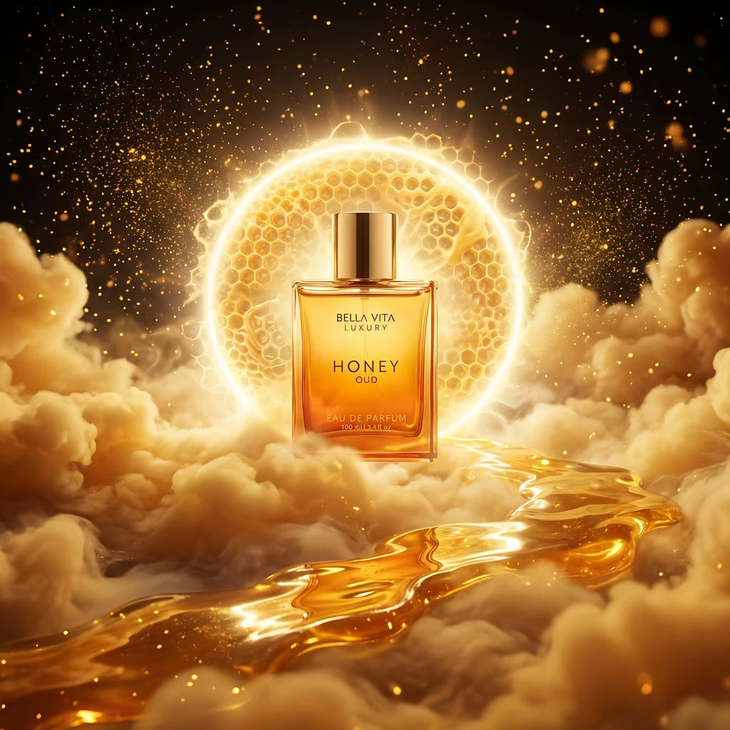 Bellavita Luxury Honey Oud Eau De Parfum Patchouli Vanilla Bergamot Vegan Clean Long-Lasting Unisex Perfume 3.4 Fl. Oz.